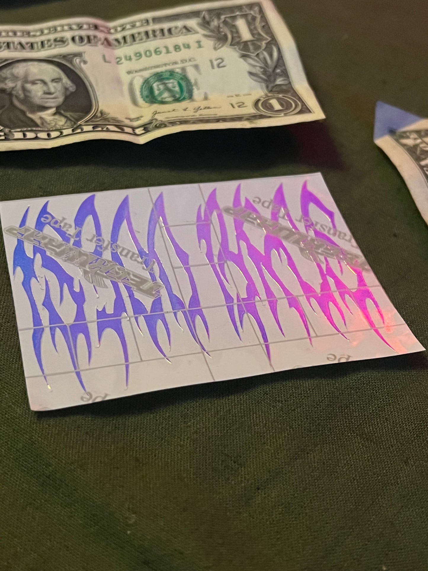 3in x 2in glow in the dark Holographic Death metal vinyl